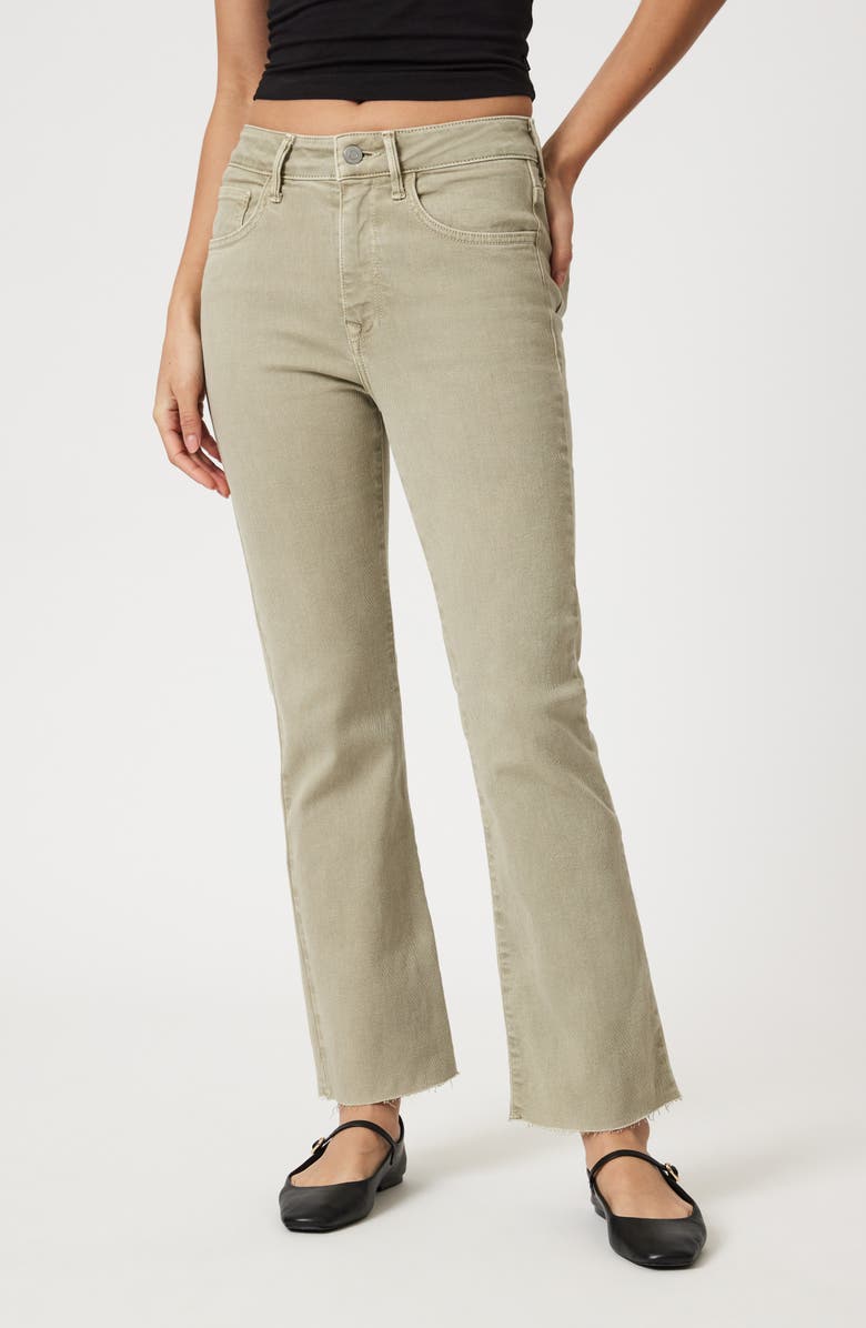 Mavi Jeans Anika High Waist Raw Hem Crop Flare Jeans, Main, color, Green Flex Blue