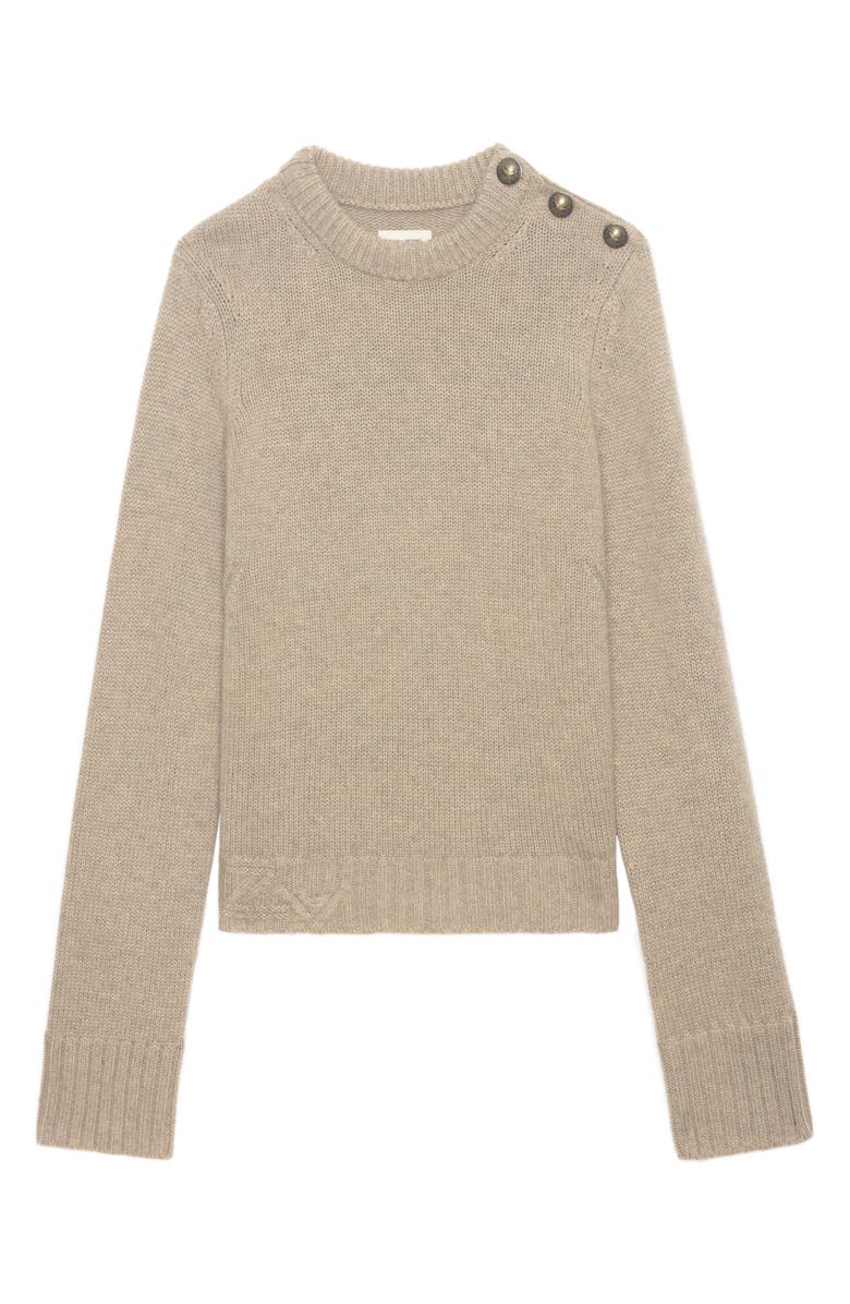 Zadig & Voltaire Malty Shoulder Button Cashmere Sweater, Alternate, color, 