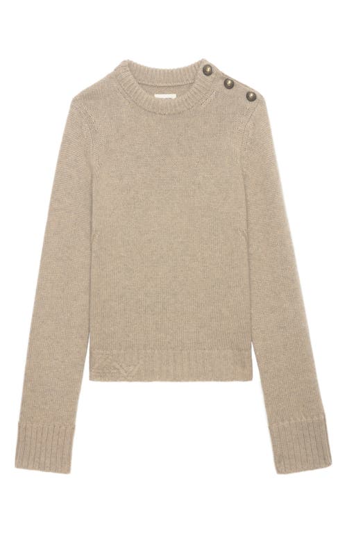 Zadig & Voltaire Malty Shoulder Button Cashmere Sweater In Oatmeal