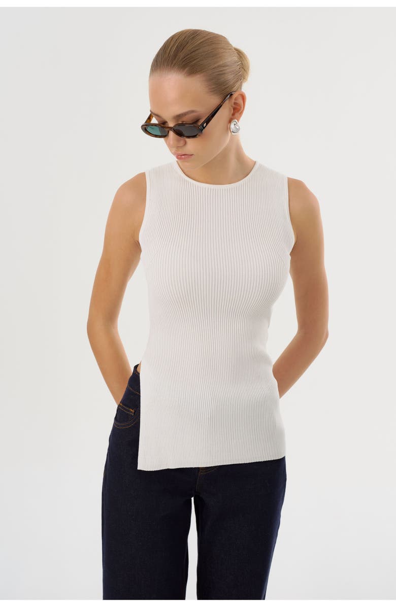 LAMARQUE MILOU | Rib Knit Sleeveless Top, Main, color, Off White