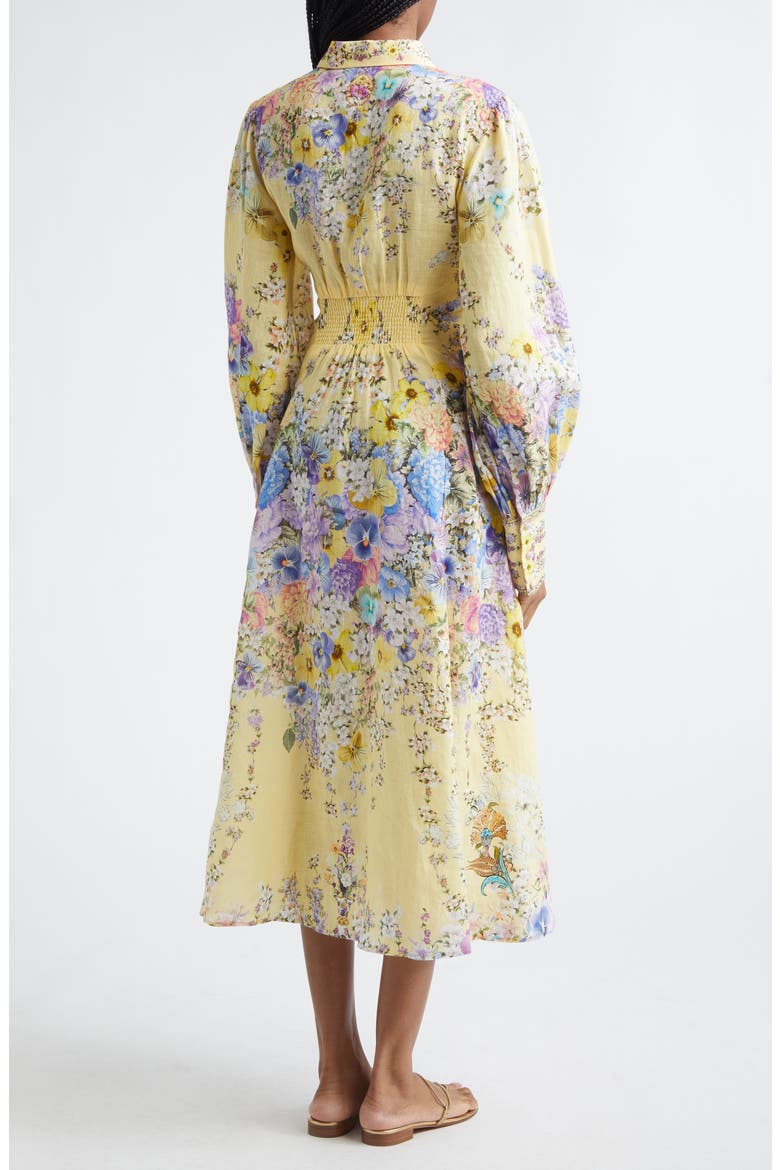 Darling Buds Long Sleeve Tie Waist Linen Shirtdress, Alternate, color, DARLING BUDS