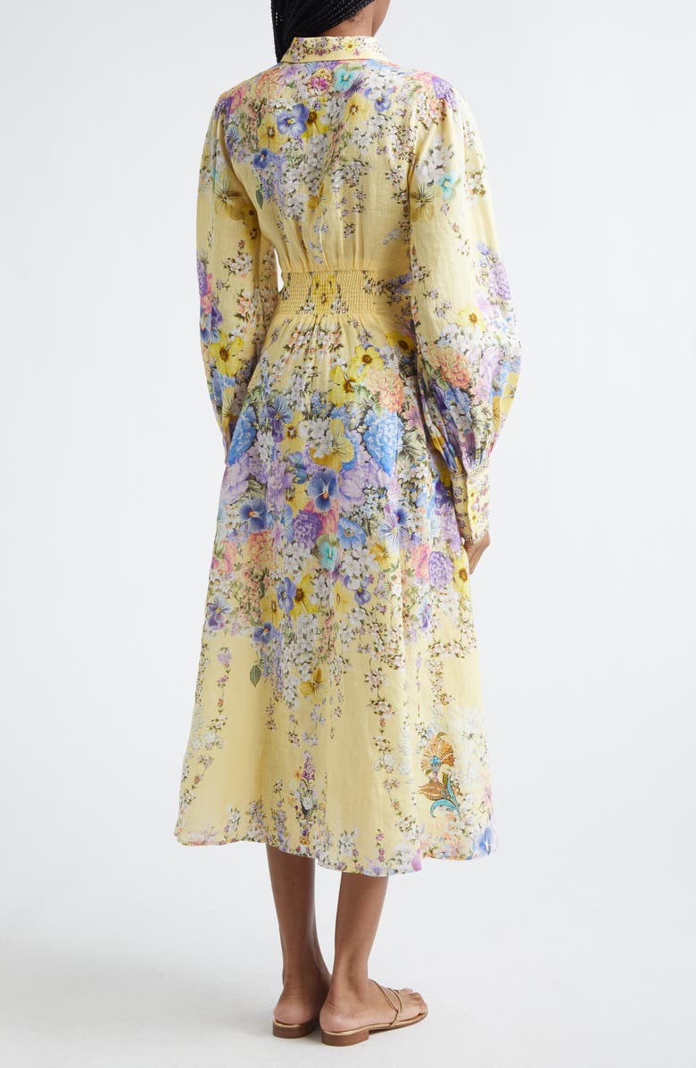 Camilla Darling Buds Long Sleeve Tie Waist Linen Shirtdress, Alternate, color, Darling Buds
