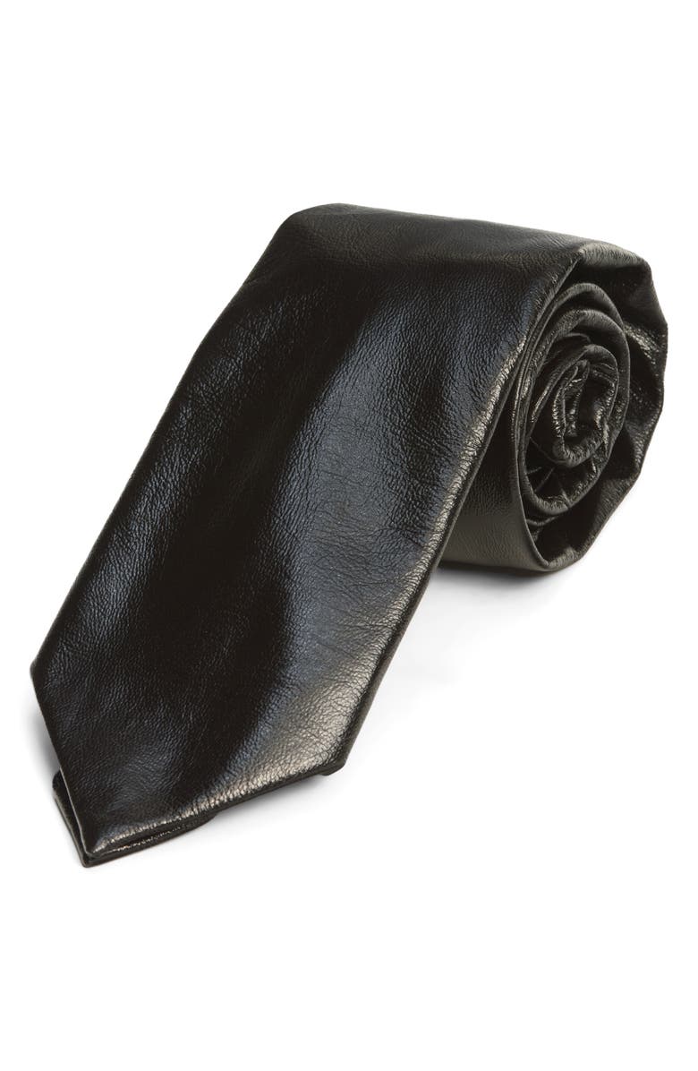Bottega Veneta Shiny Leather Tie, Main, color, 