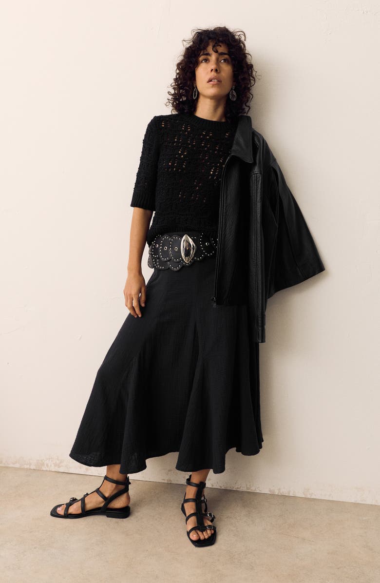 PER UNA BY M&S Cotton Maxi Skirt, Alternate, color, Black