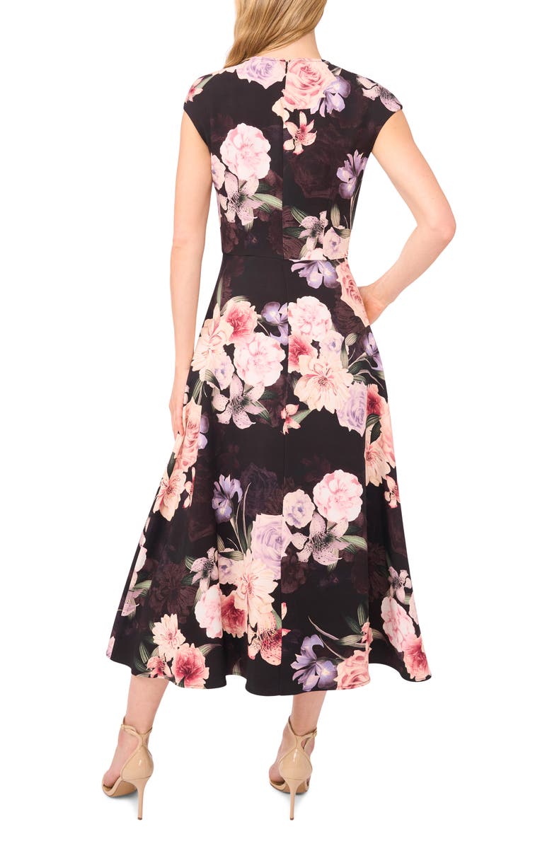 Ted Baker Gabriela Floral Dress, Alternate, color, Black/ Coral Pink