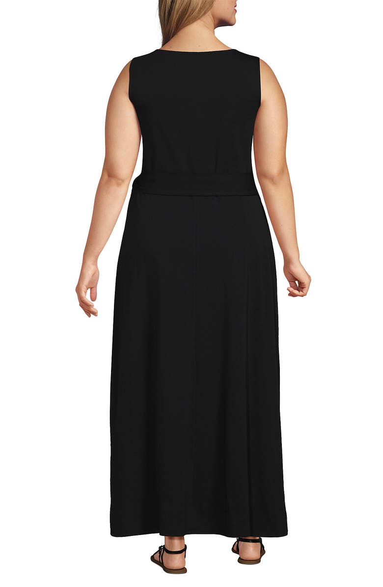 Lands' End Cotton Modal Sleeveless Tie Waist Maxi Dress, Alternate, color,