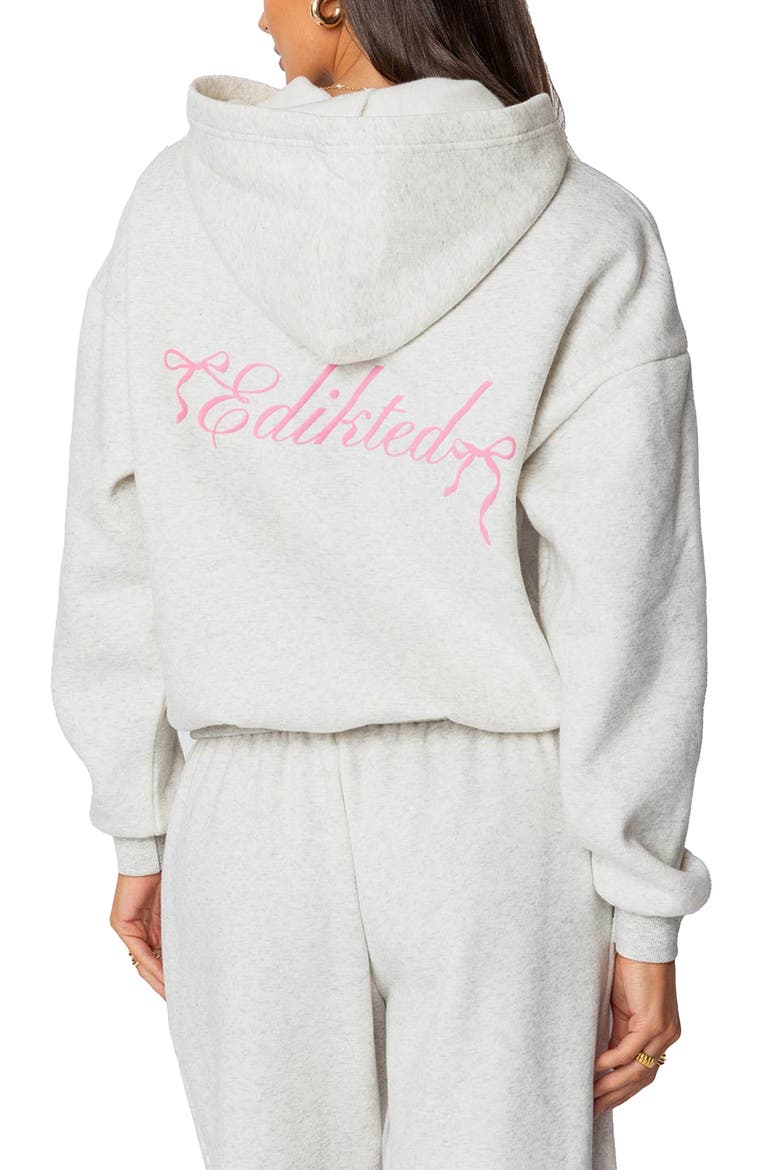 Sasha Bow Detail Hoodie, Alternate, color, GRAY-MELANGE