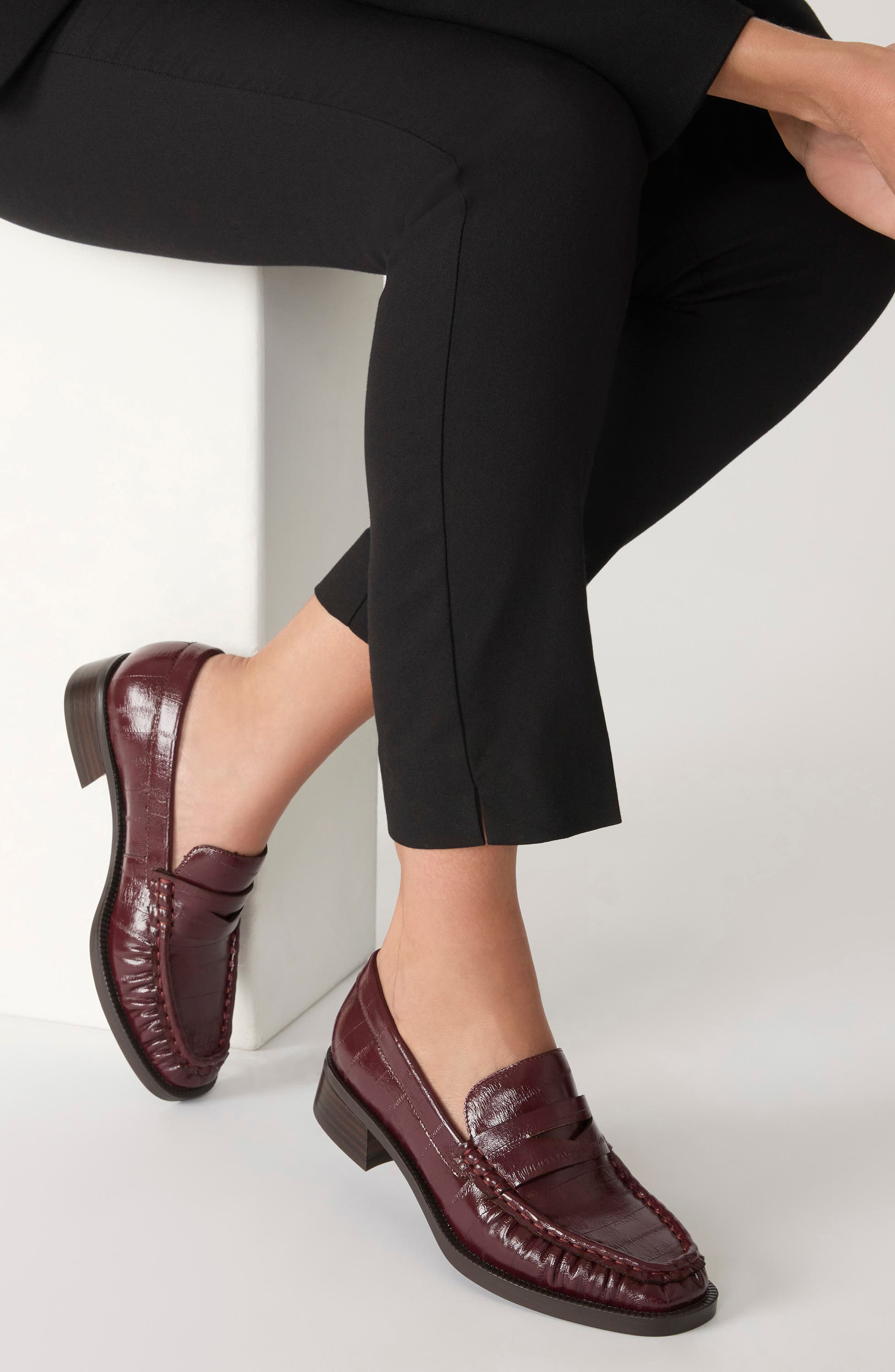 Fletcher Faux Leather Loafer, Alternate, color, BURGUNDY
