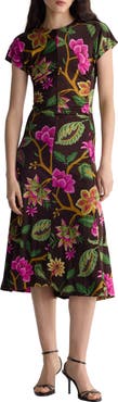 Diane von Furstenberg Mavis Floral Cap Sleeve Midi Dress