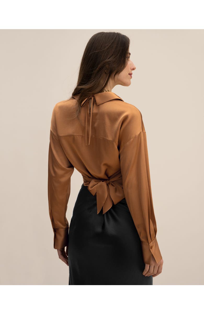Lilysilk Pure Silk Blouse Wrapover Cropped Shirt, Alternate, color, 