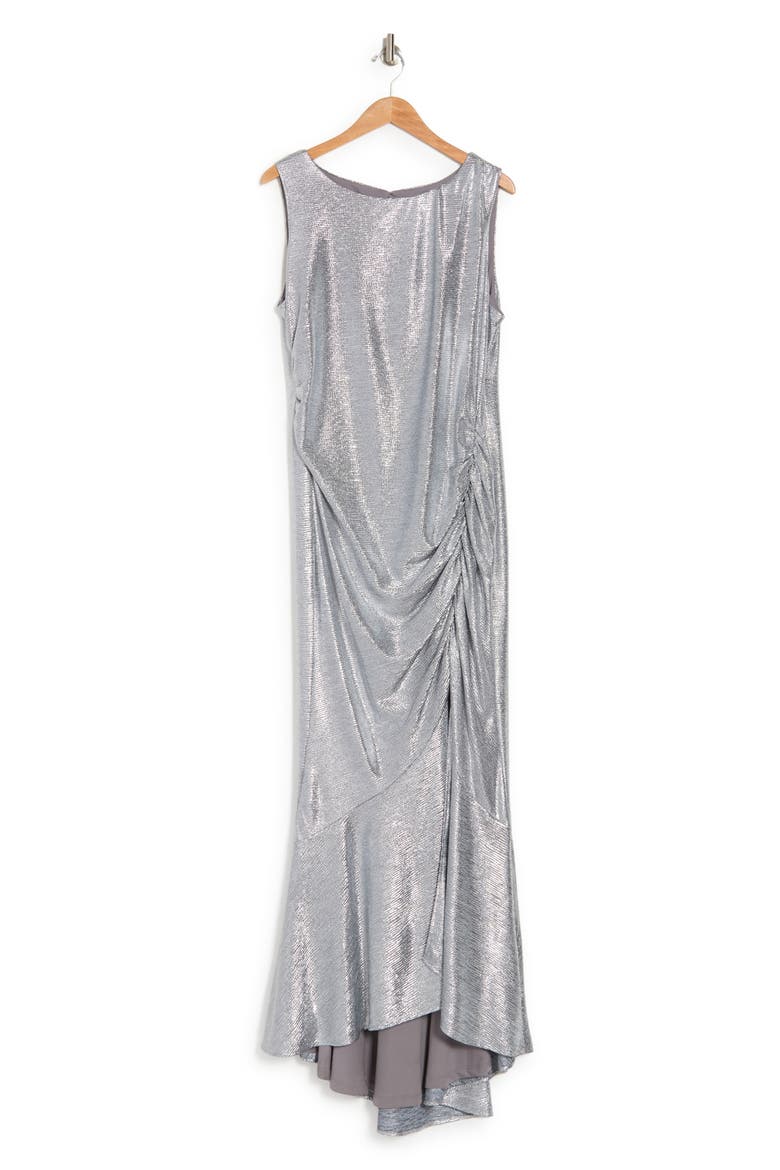 Metallic Knit Sleeveless Gown, Alternate, color, SILVER