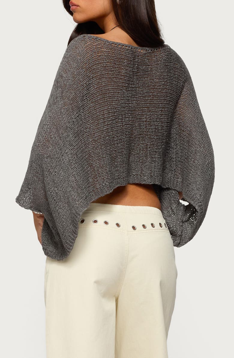 EDIKTED Laline Loose Knit Crop Top, Alternate, color, Gray