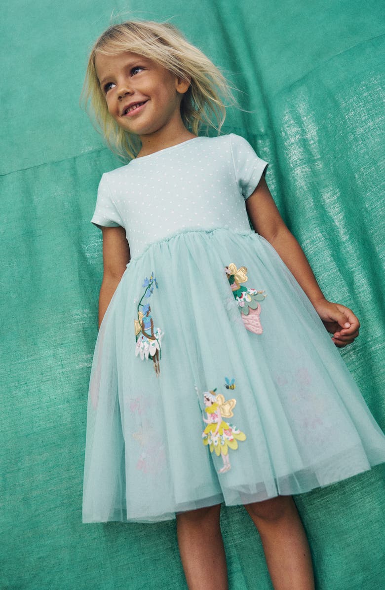 Mini Boden Kids' Appliqué Jersey & Tulle Dress, Alternate, color,