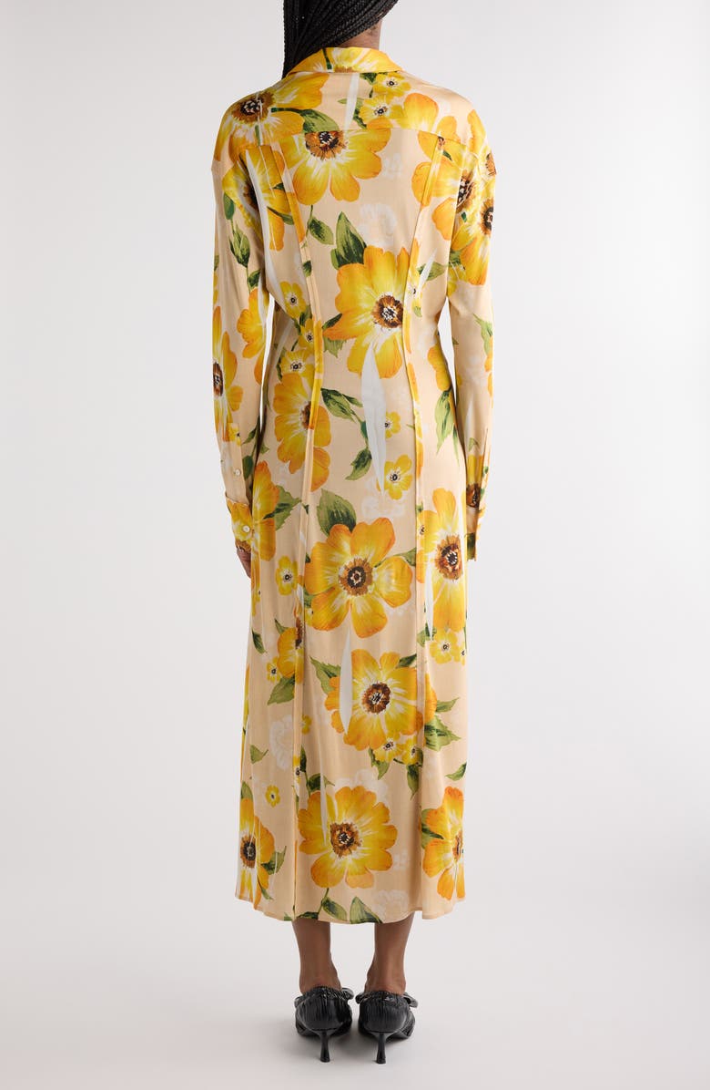 Acne Studios Delga Floral Print Long Sleeve Shirtdress, Alternate, color, Orange Multi