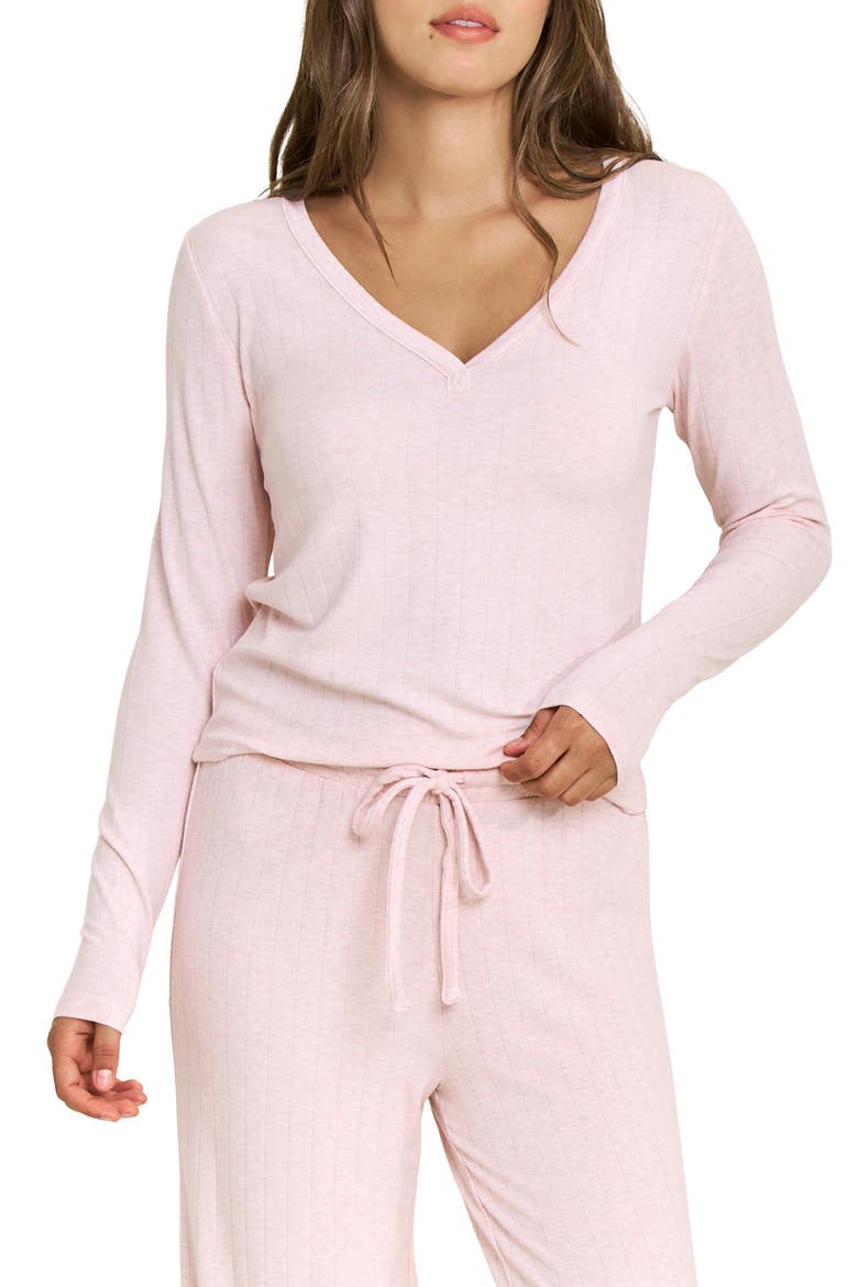 Cloud Modal Long Sleeve Henley, Main, color, HEATHER ROSE QUARTZ