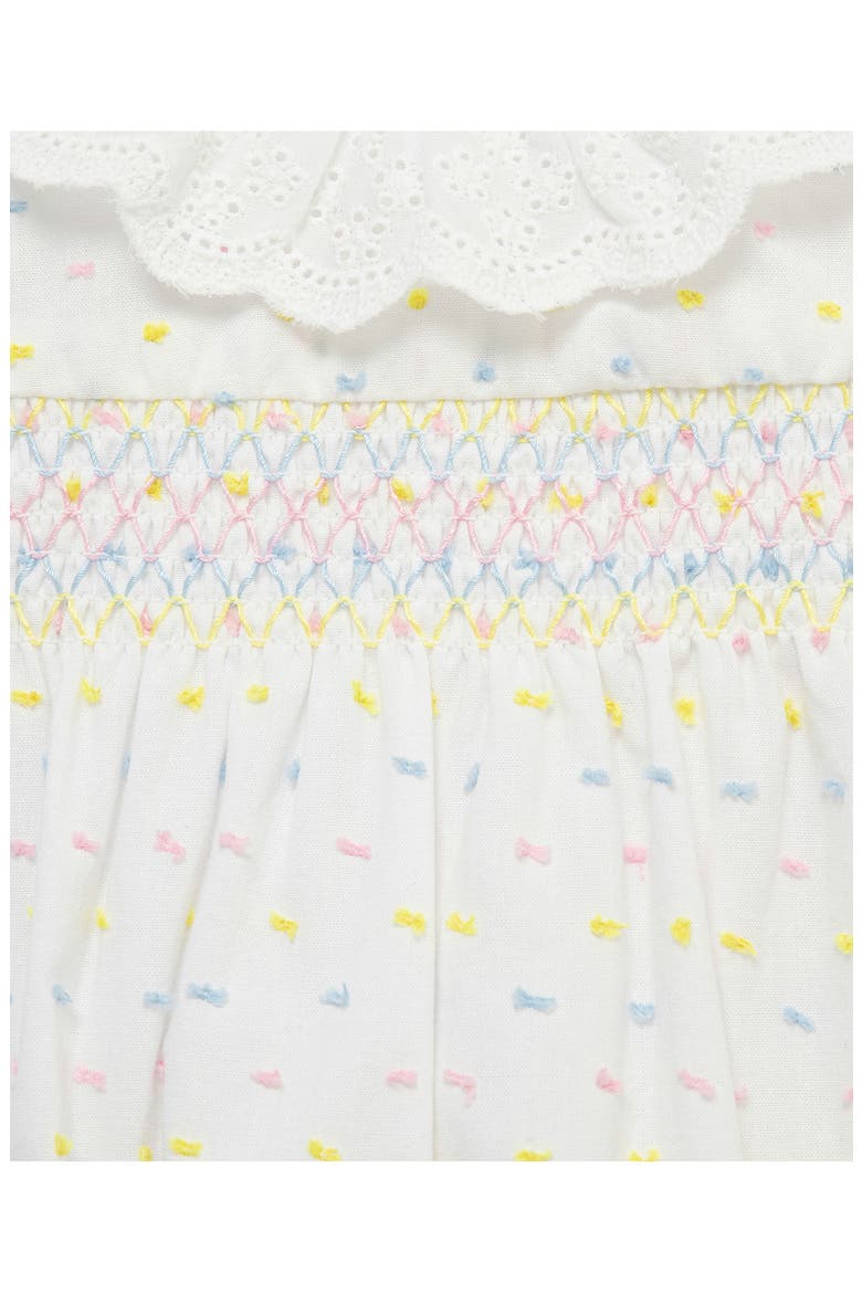 Smocked Bubble Dot Romper & Headband Set, Alternate, color, MULTI