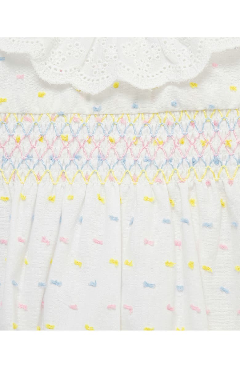 Little Me Smocked Bubble Dot Romper & Headband Set, Alternate, color, Multi