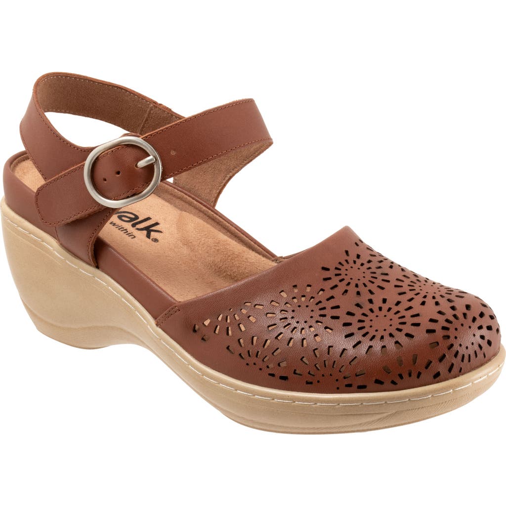 Softwalk ® Mabelle Perf Ankle Strap Platform Wedge Clog In Luggage