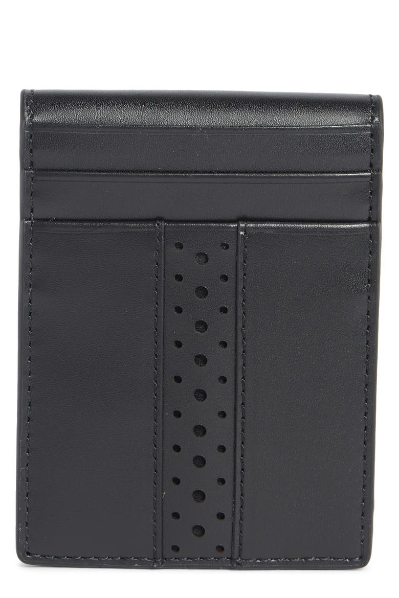 Naomi Brogue Leather Wallet, Main, color, BLACK