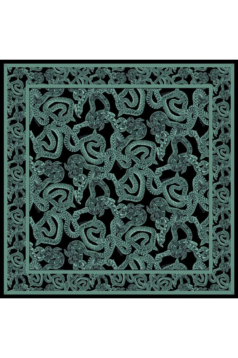 Silk Serpent Noir Scarf, Alternate, color, Forest Green