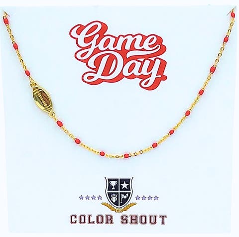 Game Day Side Set Football Necklace with Enamel Beads