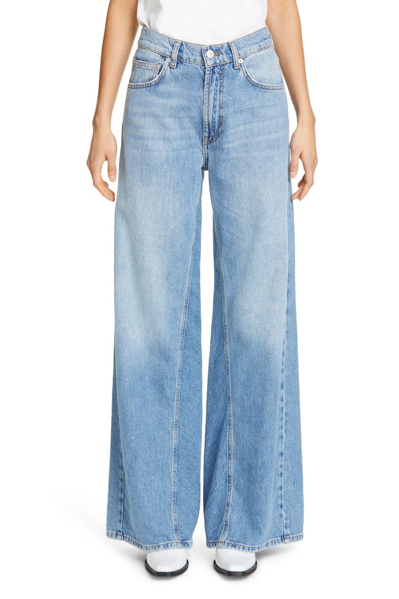 Wide Flare Leg Jeans, Main, color, BLEACHED DENIM