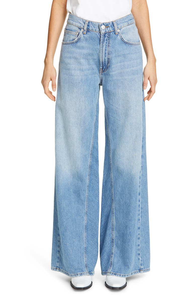 Ganni Wide Flare Leg Jeans, Main, color, 