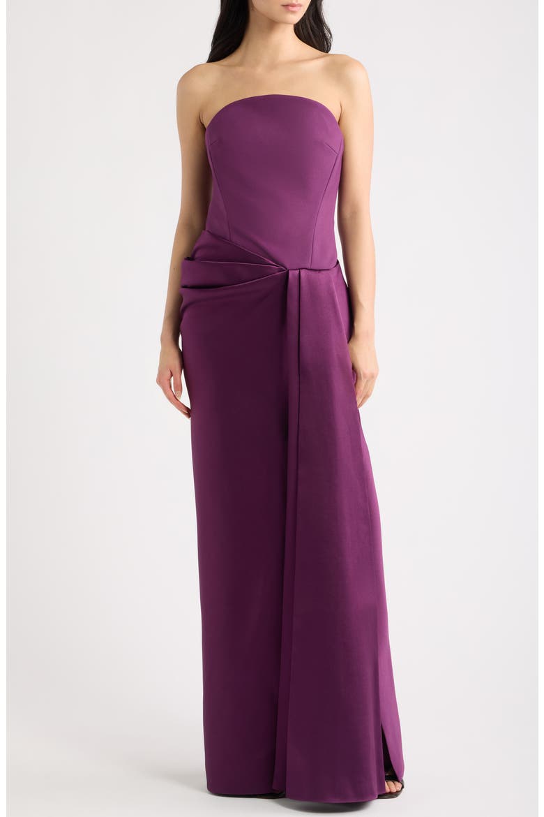 Seri Strapless A-Line Gown, Main, color, DAMSON
