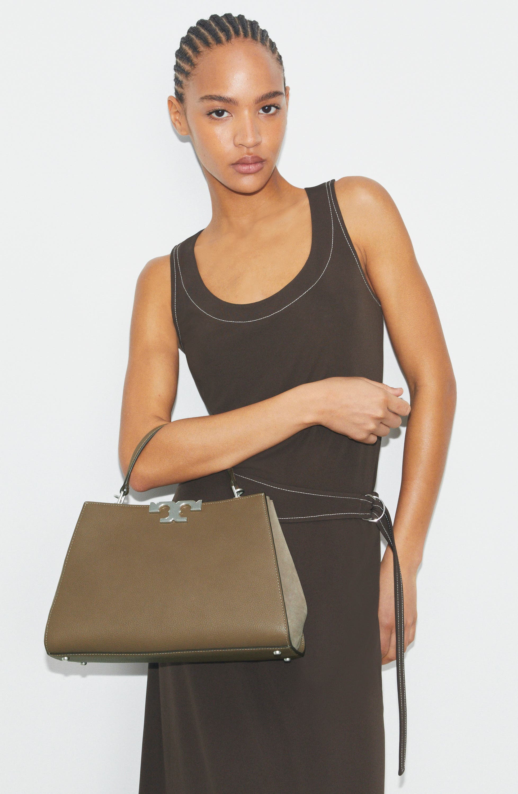 Small Eleanor Pebble Leather Satchel, Alternate, color, WILD MUSHROOM