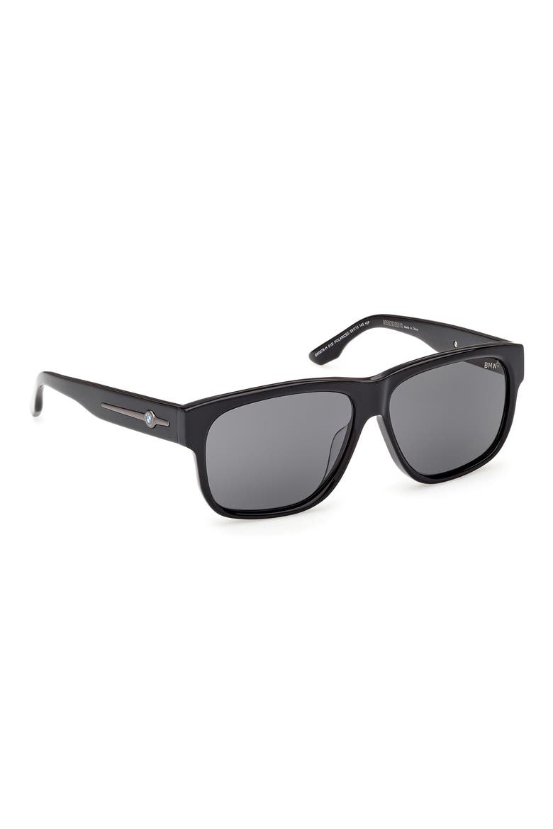 59mm Sunglasses, Alternate, color, SHINY BLACK / SMOKE POLARIZED
