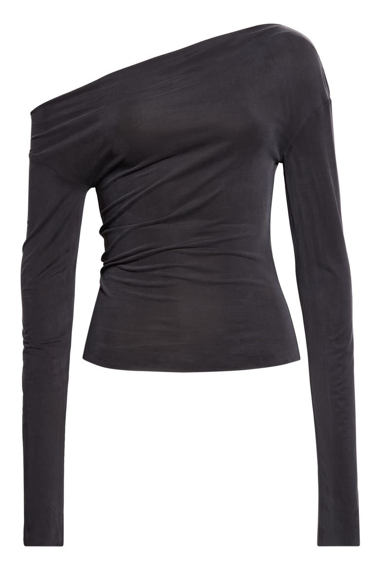 Cupro Jersey Long Sleeve Top, Alternate, color, BLACK
