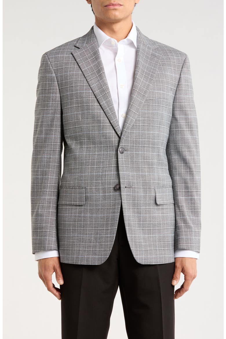 Plaid Sport Coat, Main, color, GREY/ LIGHT BLUE