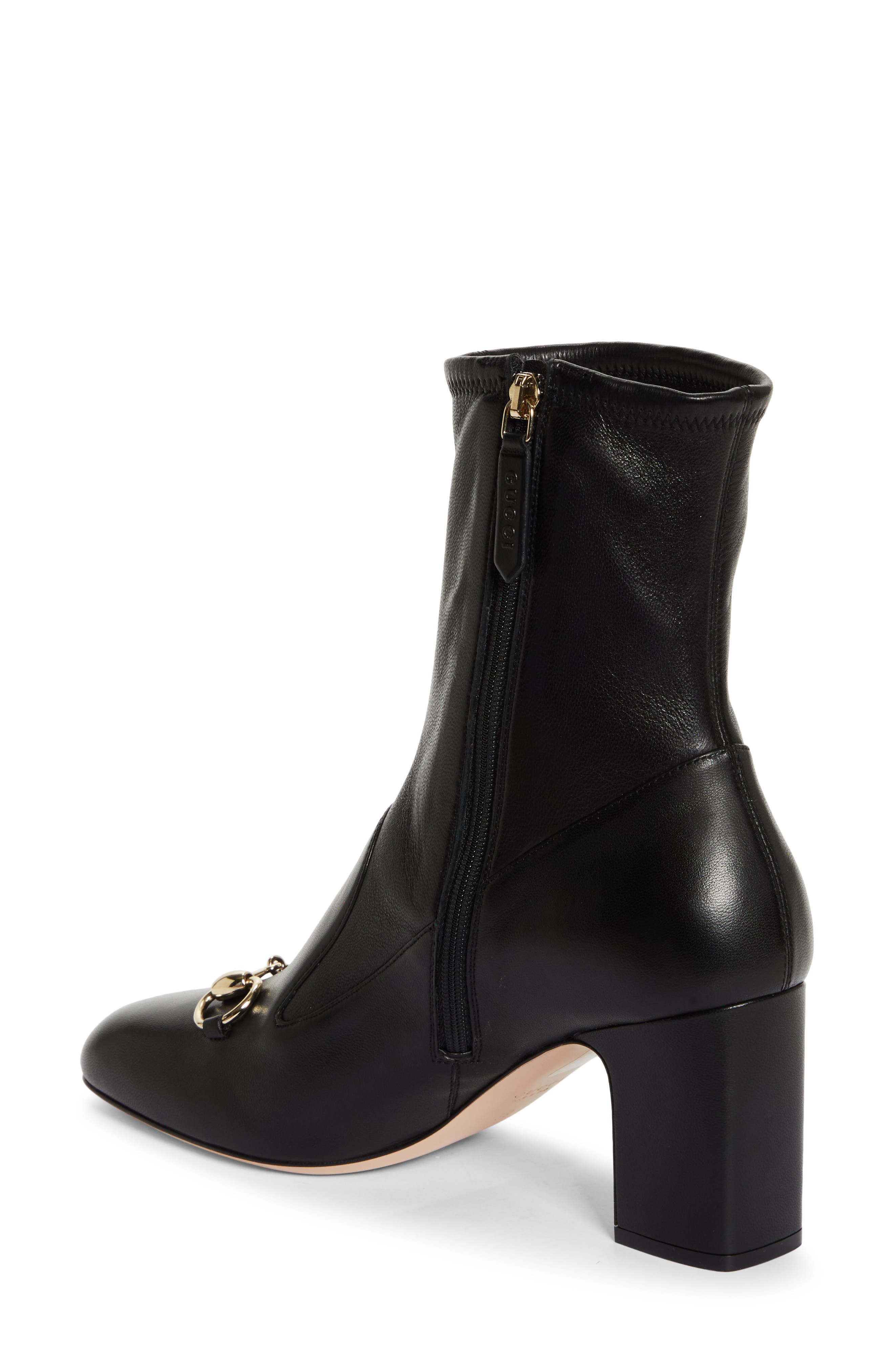 Gucci Lady Horsebit Block Heel Bootie, Alternate, color, Black/ Black