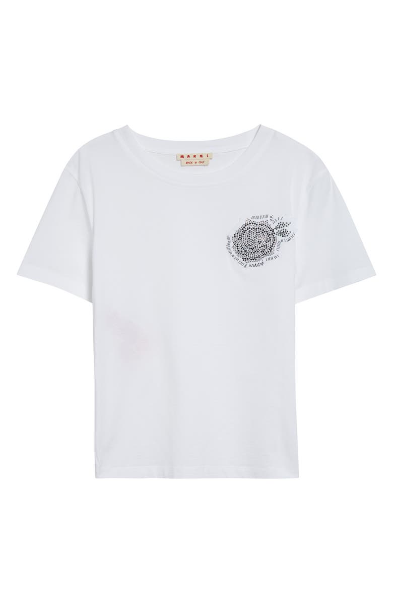 Marni Rhinestone Embellished Cotton T-Shirt, Alternate, color, 00W01 Lily White