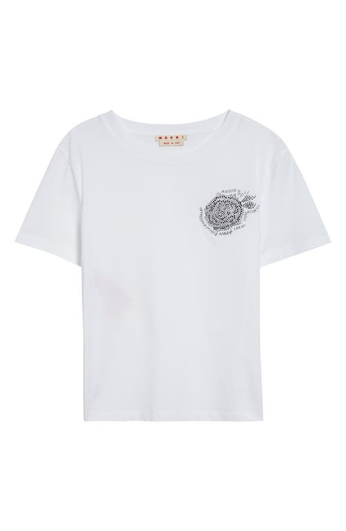 Marni Rhinestone Embellished Cotton T-shirt In 00w01 Lily White