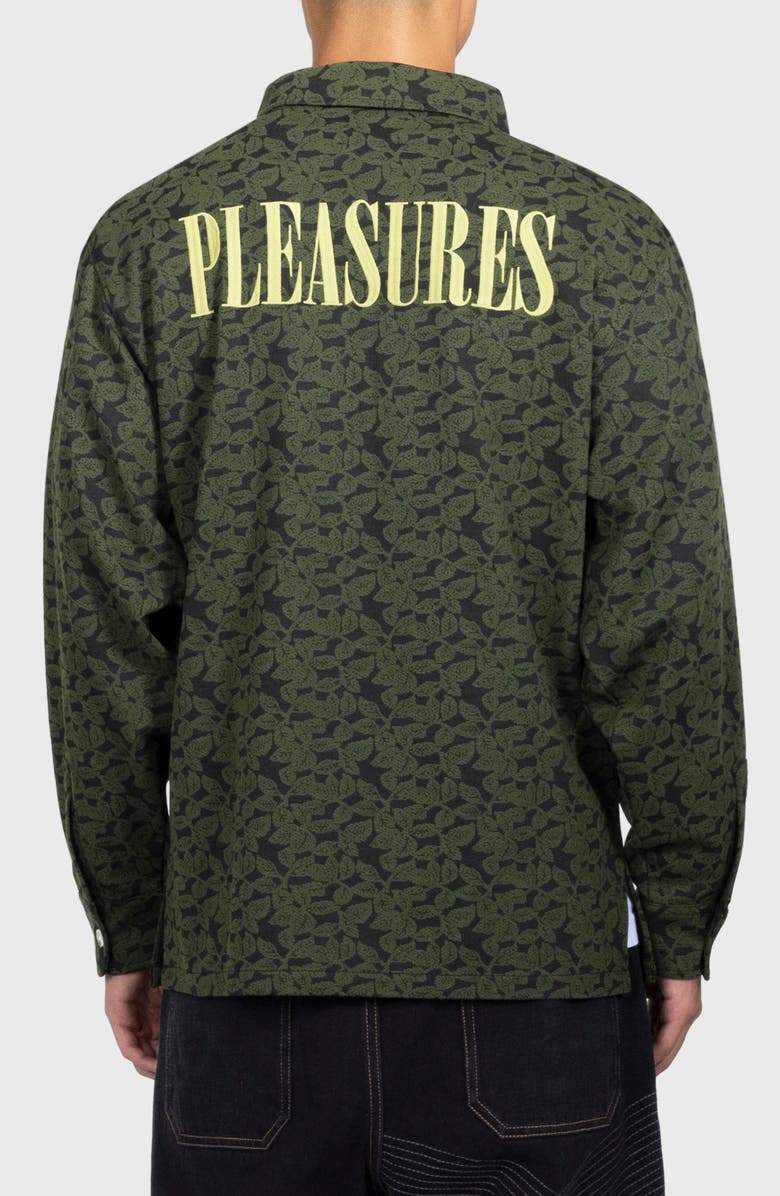 PLEASURES Leaf Quarter Zip Shirt, Alternate, color, Olive