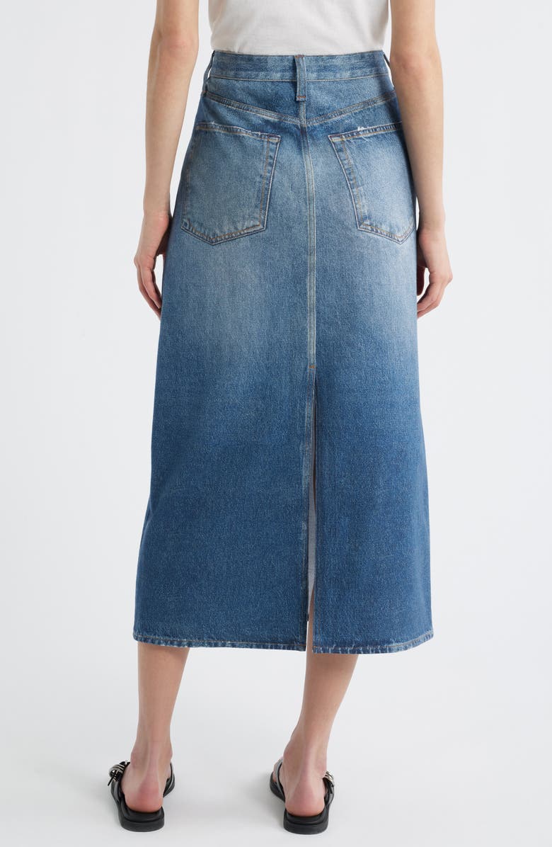 rag & bone Miramar Gillian Trompe l'Oeil Faux Denim Cotton Terry Midi Skirt, Alternate, color, 
