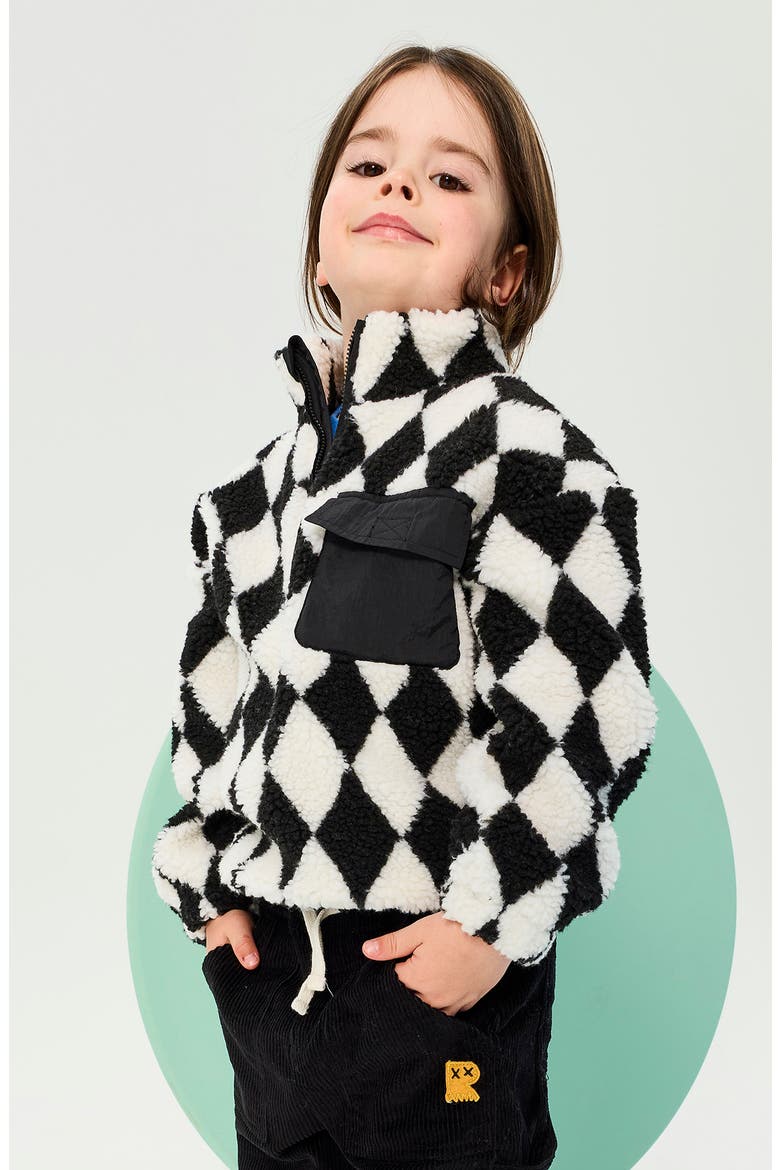 Kids' Harlequin Half Zip Sherpa Pullover, Alternate, color, HARLEQUIN