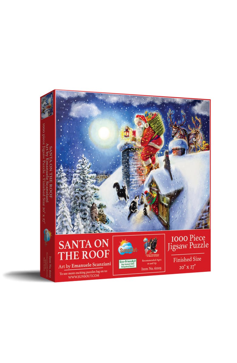 Sunsout Santa on the Roof 1000 piece Jigsaw Puzzle for Adults, Main, color, Multicolor