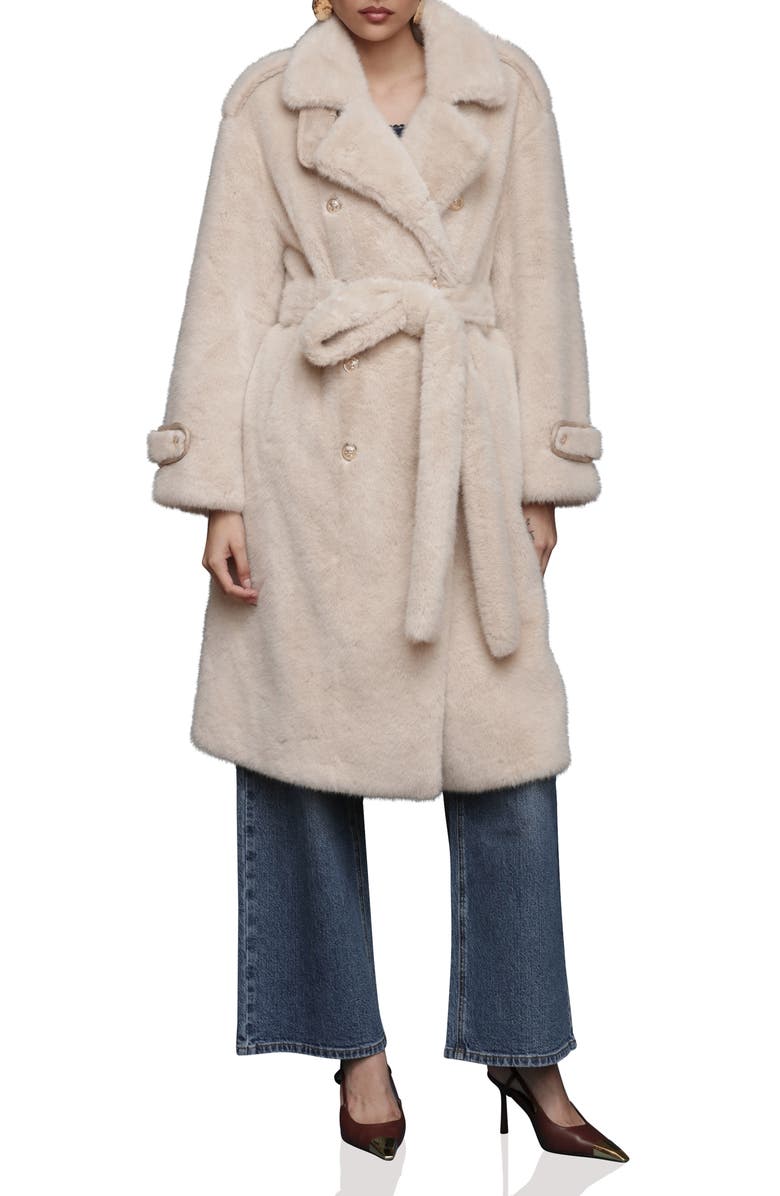 Avec Les Filles Faux Fur Belted Coat, Alternate, color, Cream
