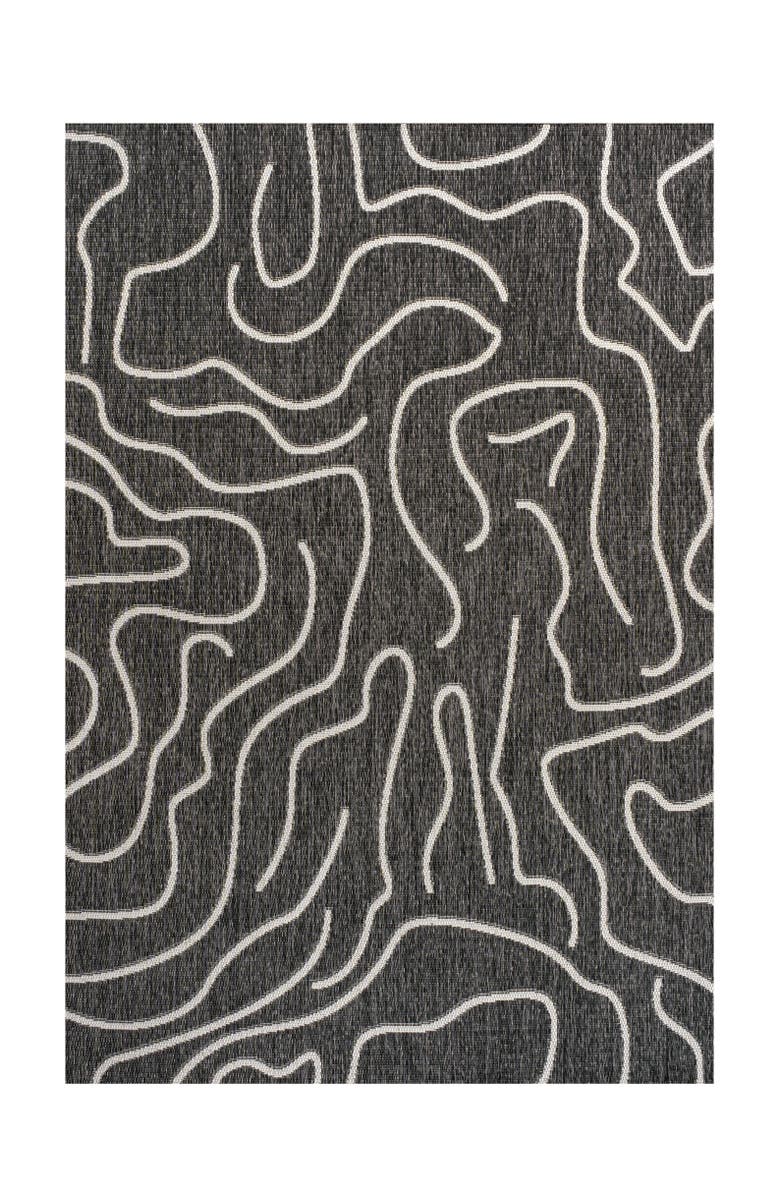 JONATHAN Y Nolan Modern Coastal Organic Shapes Indoor/Outdoor Area Rug, Alternate, color, Black/Cream
