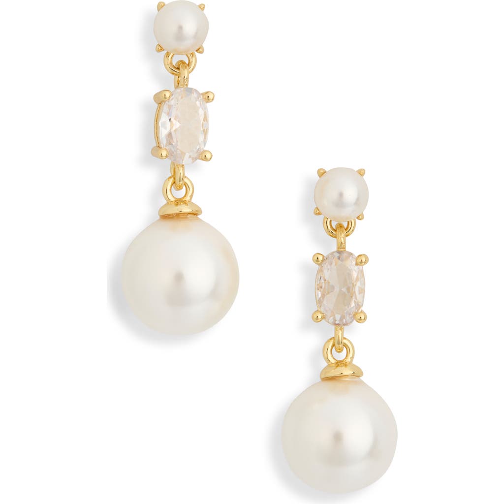 Nordstrom Rack Cubic Zirconia & Faux Pearl Cluster Linear Earrings