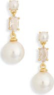 NORDSTROM RACK Cubic Zirconia & Faux Pearl Cluster Linear Earrings