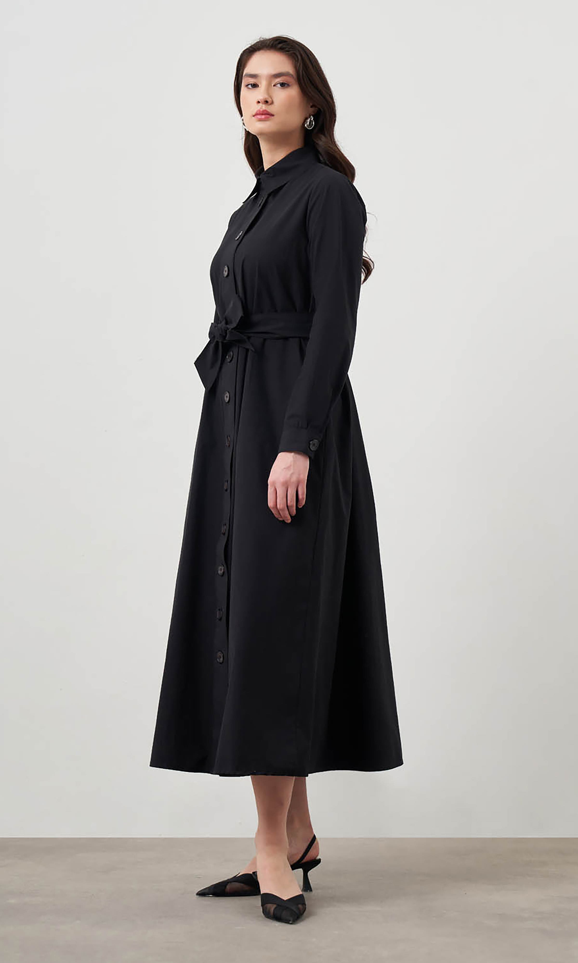 Button Up Belted Dress
