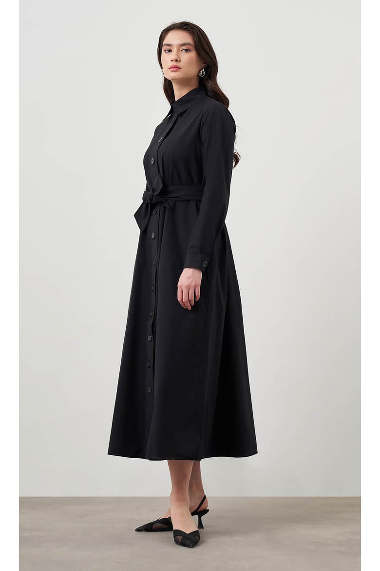 Button Up Belted Dress, Main, color, Black