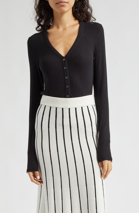 Stretch Modal Rib V-Neck Cardigan