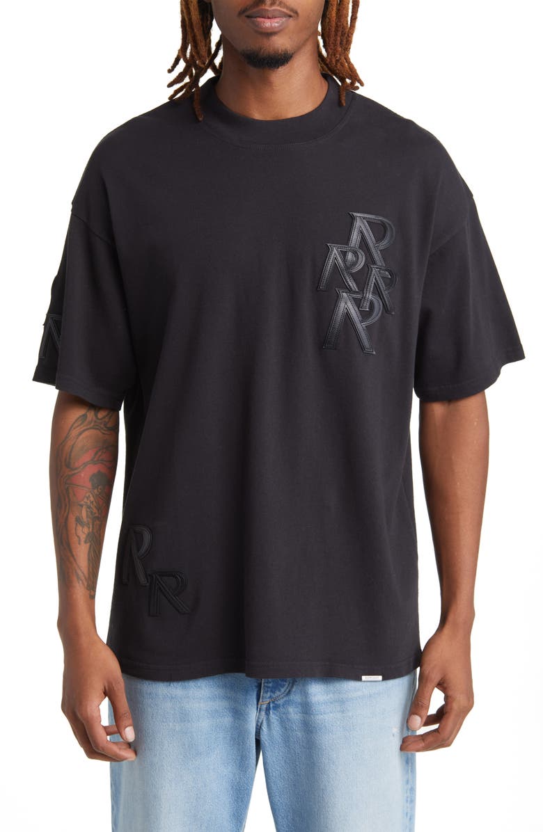 Represent Appliqué Initial T-Shirt, Main, color, Off Black