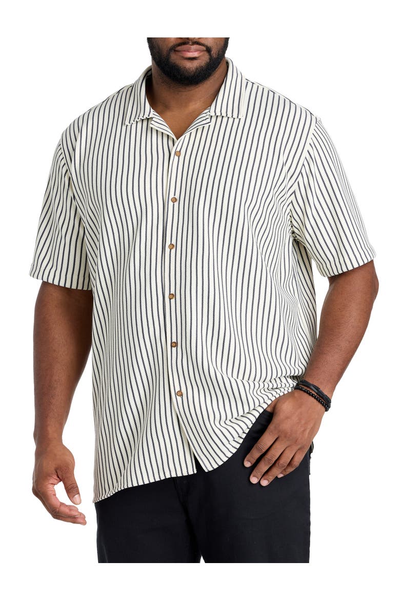 Big & Tall Striped Camp Shirt, Main, color, CREAM BLACK