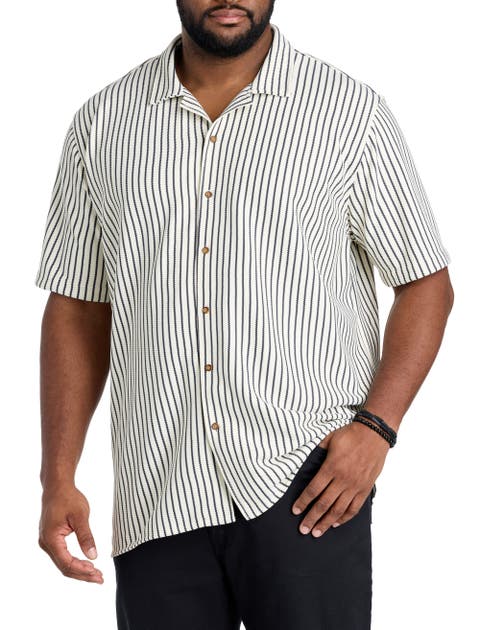 Big & Tall Striped Camp Shirt