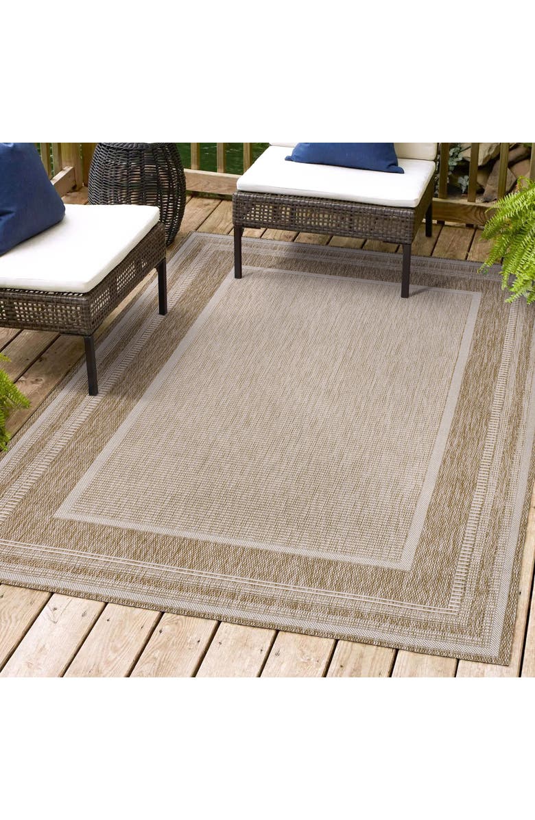JONATHAN Y Beckett Classic Casual Border Stripe Indoor/Outdoor Area Rug, Alternate, color, Beige/Cream